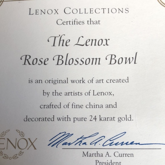 LENOX NIB Rose Blossom Bowl 4.5" Fine Bone China Pure 24K Gold COA Collectible - Picture 4 of 11